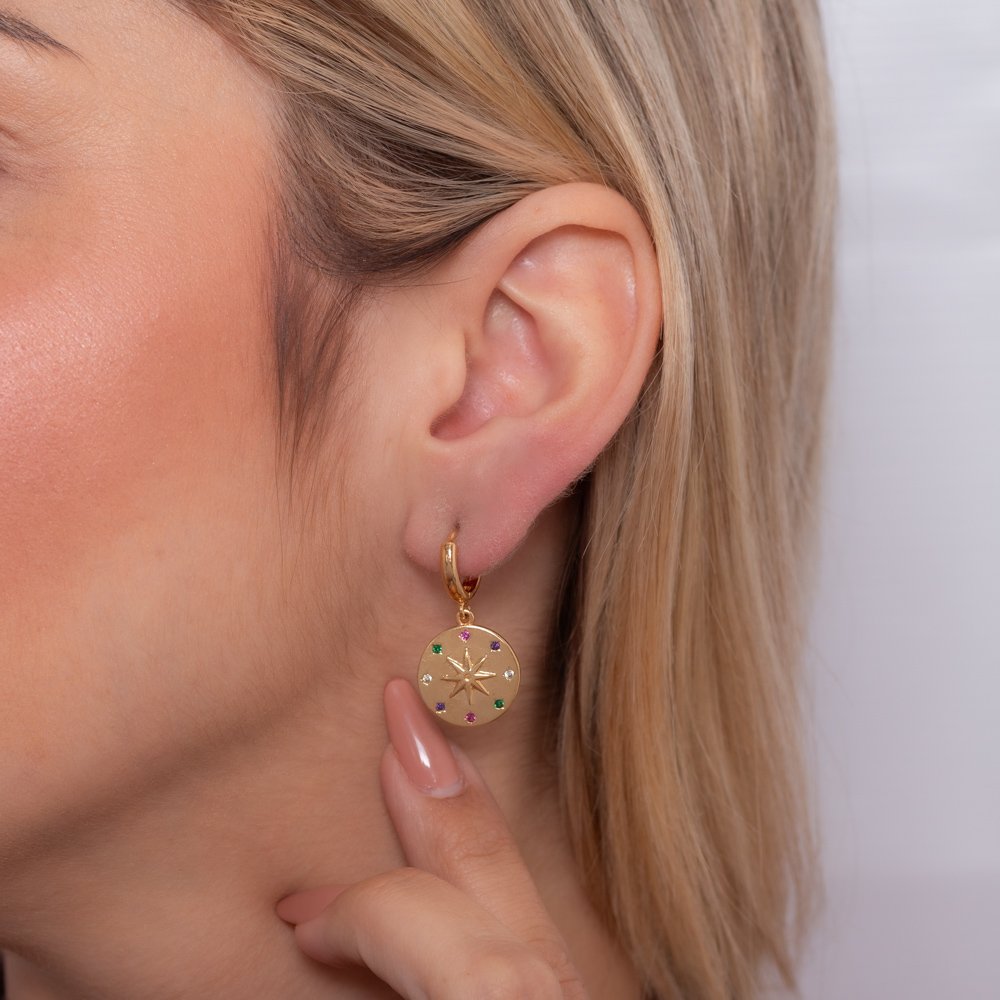 Ag-664-Do Brinco De Argolinha Com Pontos Em Zircônias Colors