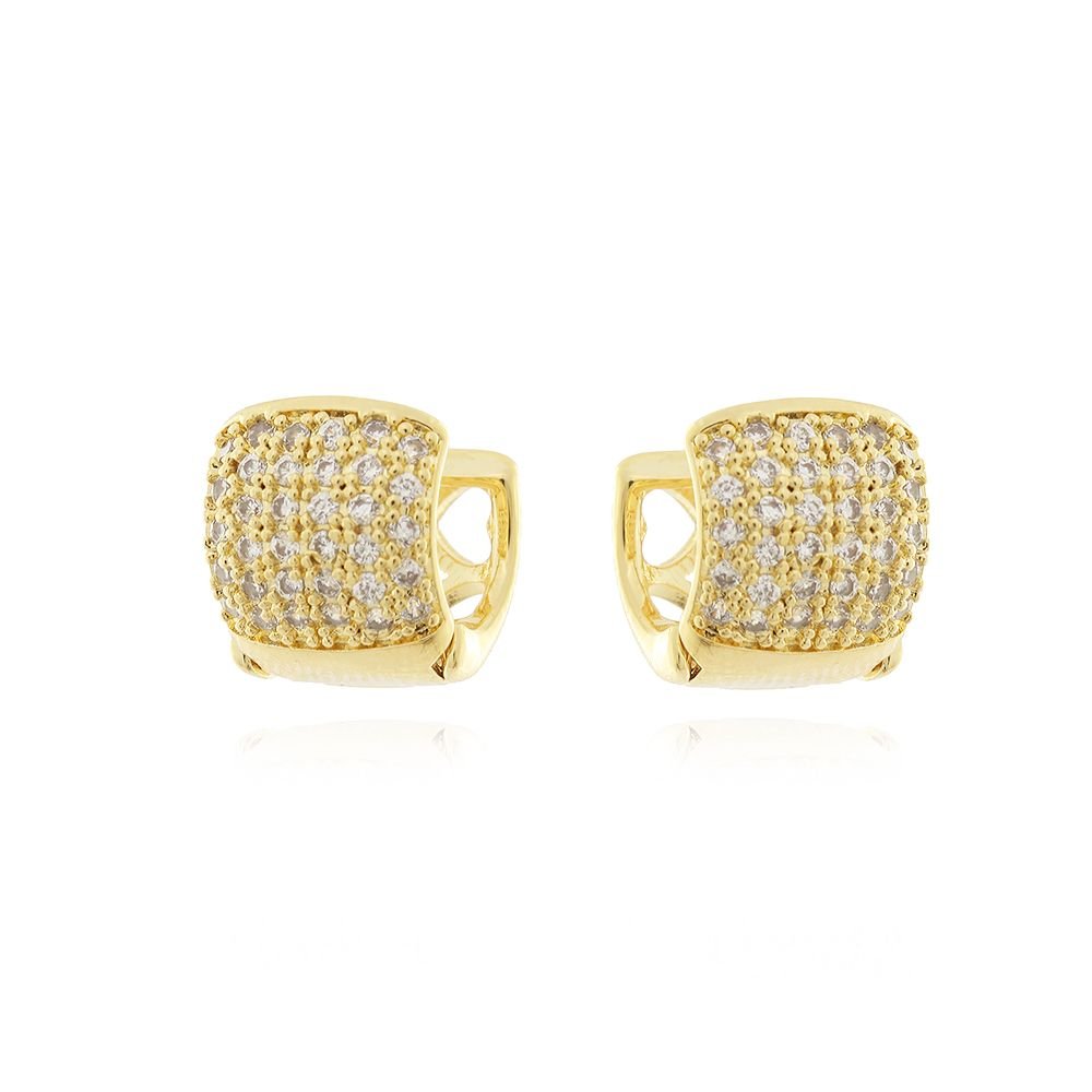 Ag-670-Do Brinco De Argolinha Cravejada Com Micro Zircônias