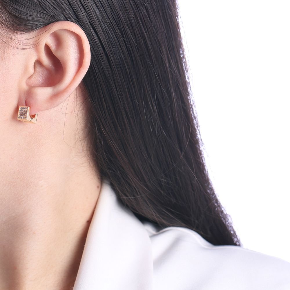 Ag-681-Do Brinco De Argolinha Quadrada Cravejada