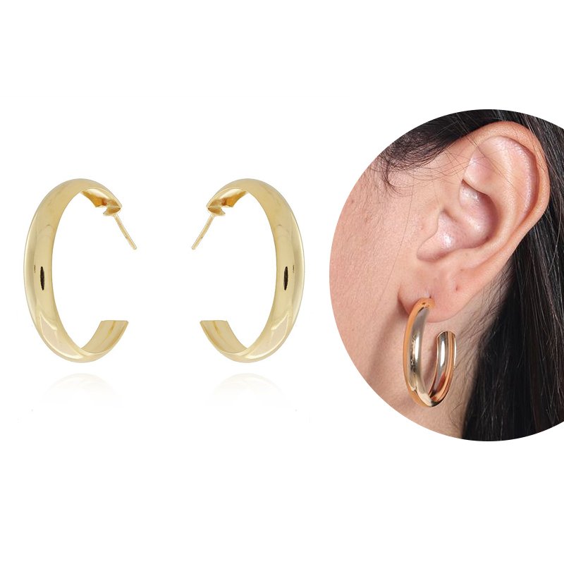 Ag-691-Do (33mm) Brinco Meia Argola Lisa.