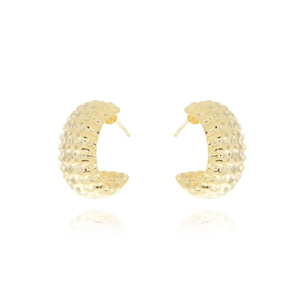 Ag-700-Do Brinco Meia Argola Detalhada (18mm)