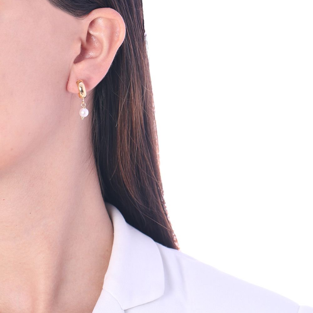 Ag-714-Do Brinco De Meia Argolinha Com Pérola (13mm)