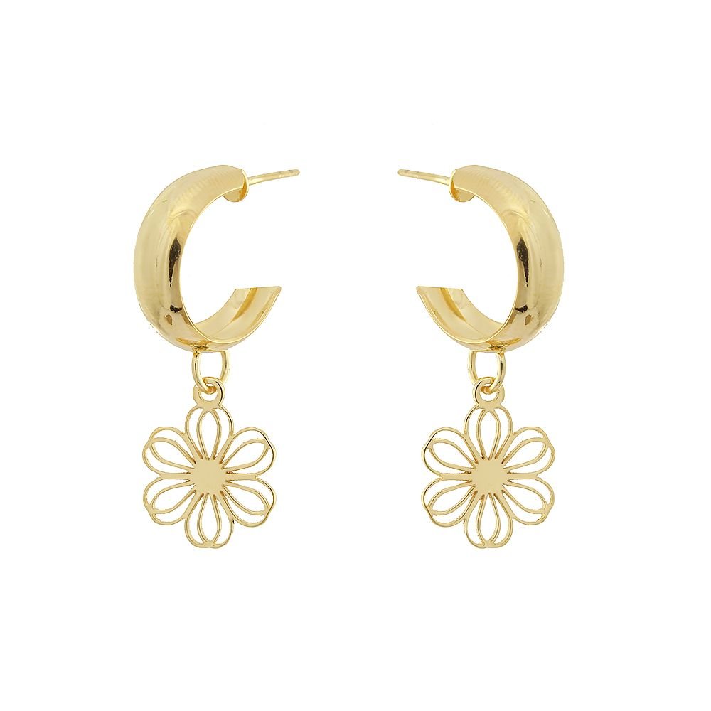 Ag-720-Do 16mm Brinco De Argola De Flor Vazada