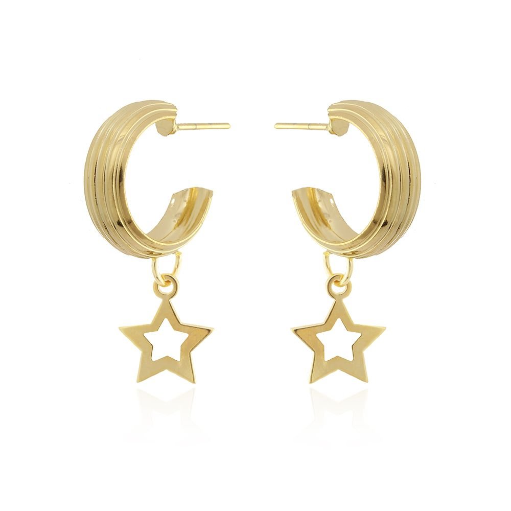 Ag-722-Do 17mm Brinco De Argola Com Pêndulo De Estrela