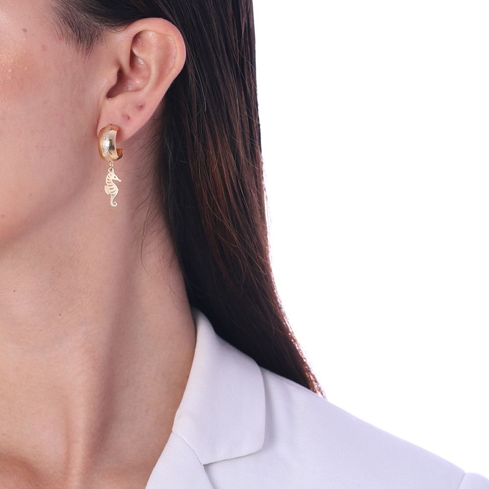 Ag-723-Do 16mm Brinco De Argola De Cavalo Marinho