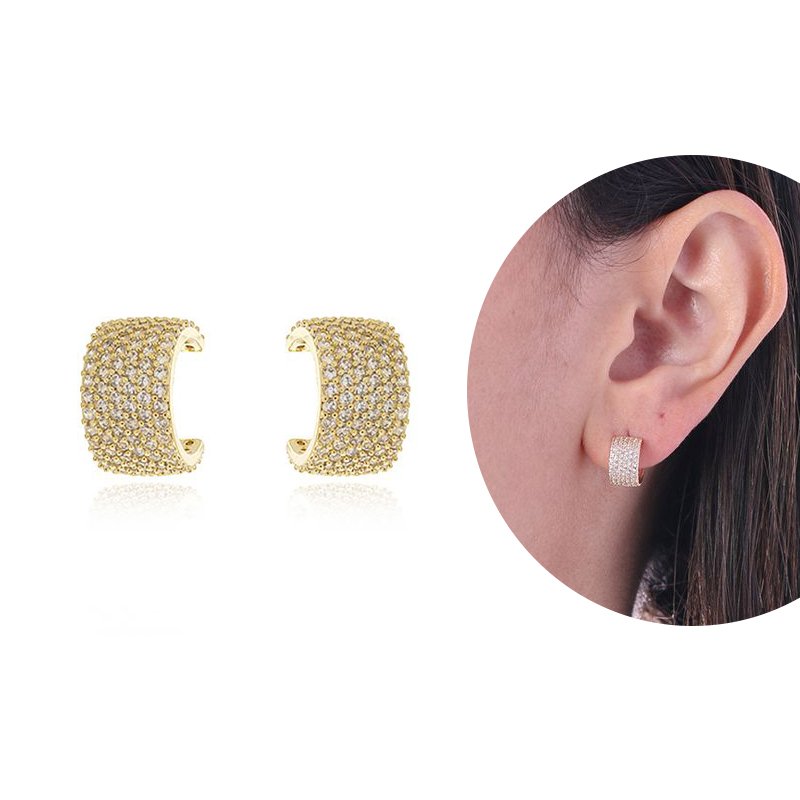 Ag-727-Do Brinco Meia Argolinha Pequena Cravejada