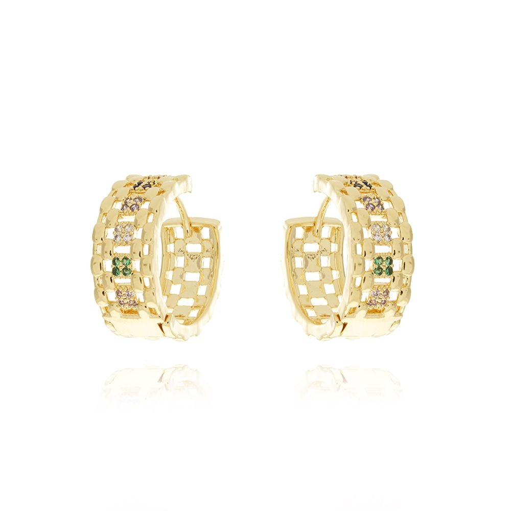 Ag-741-Do Brinco De Argola Detalhada Cravejado Colorido (20mm)