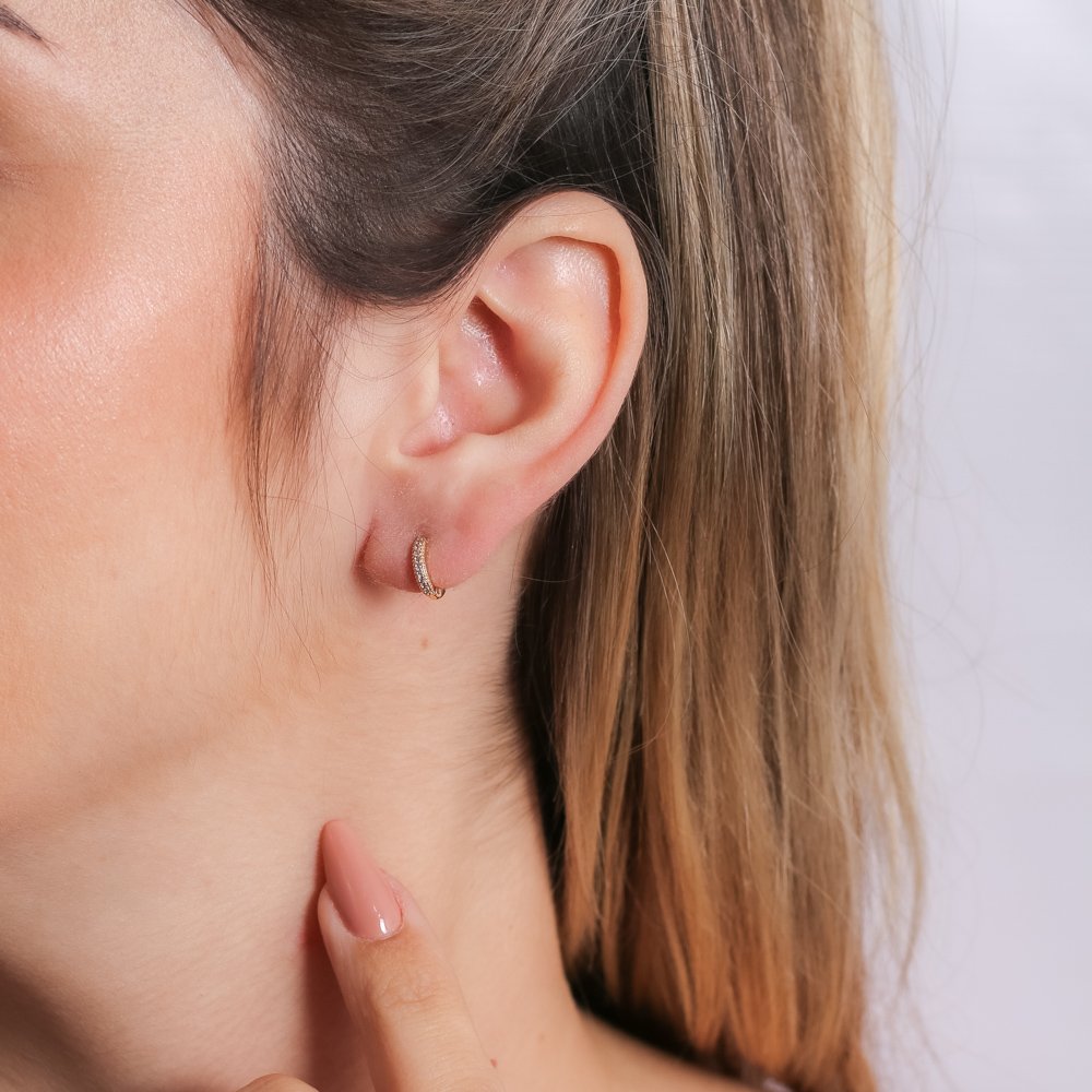 Ag-744-Do Brinco De Argolinha Articulada Cravejada (9mm)