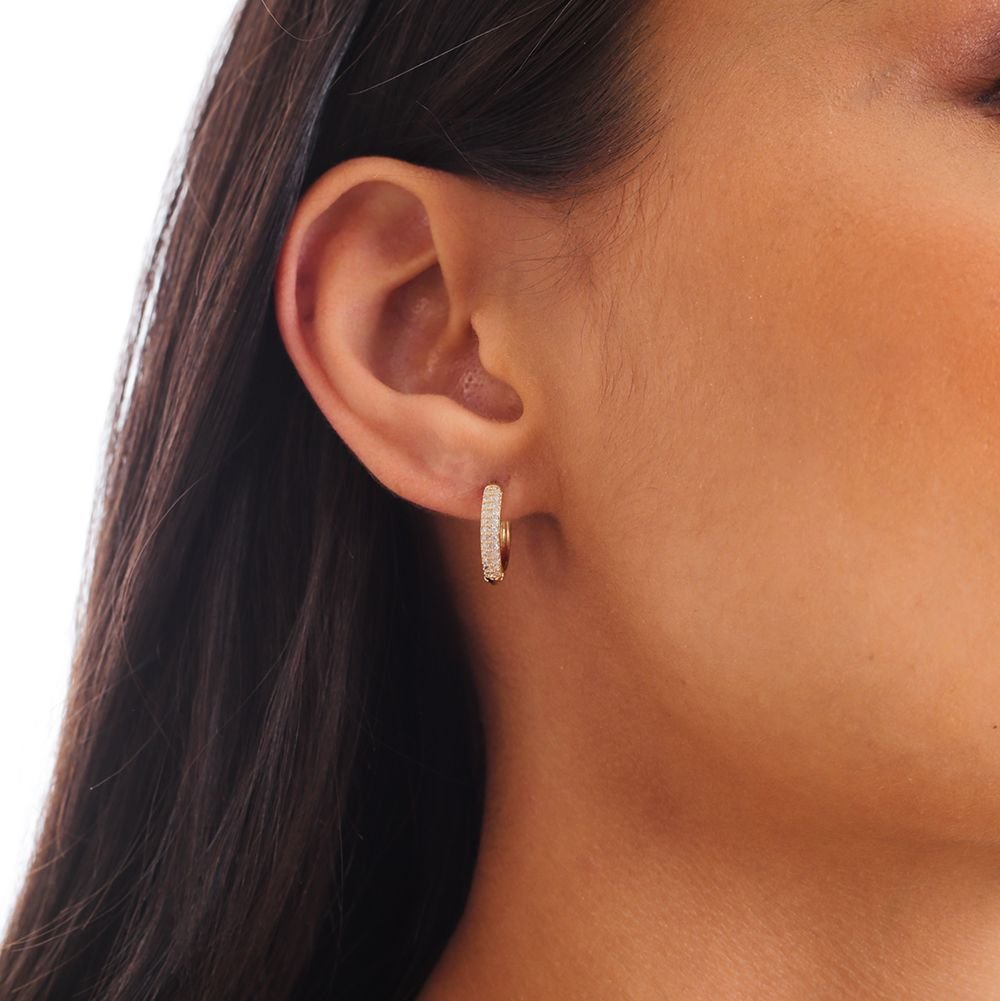 Ag-747-Do Brinco De Argolinha Articulada Cravejado Cristal (13mm)