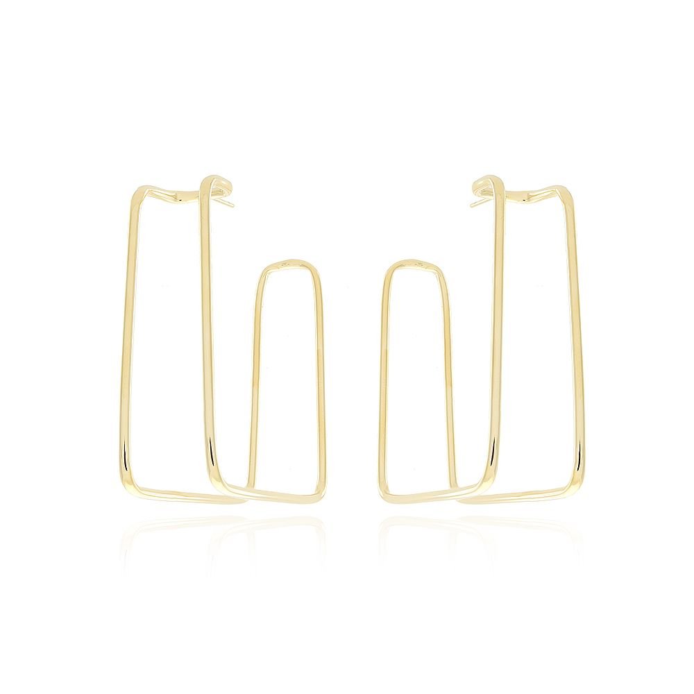 Ag-776-Do Brinco De Argola Fio Duplo Quadrada (55mm)