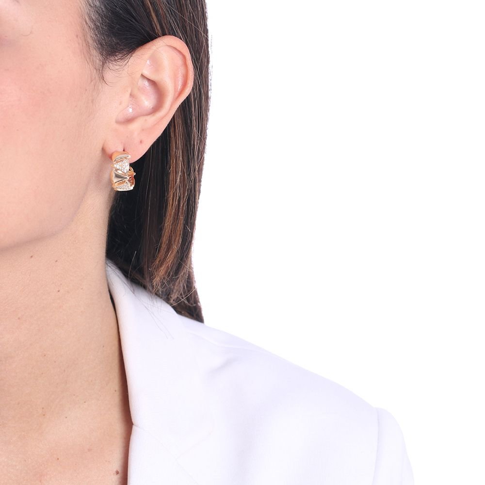 Ag-787-Do Brinco De Argola Detalhada Cravejada Com Zircônias (21mm)