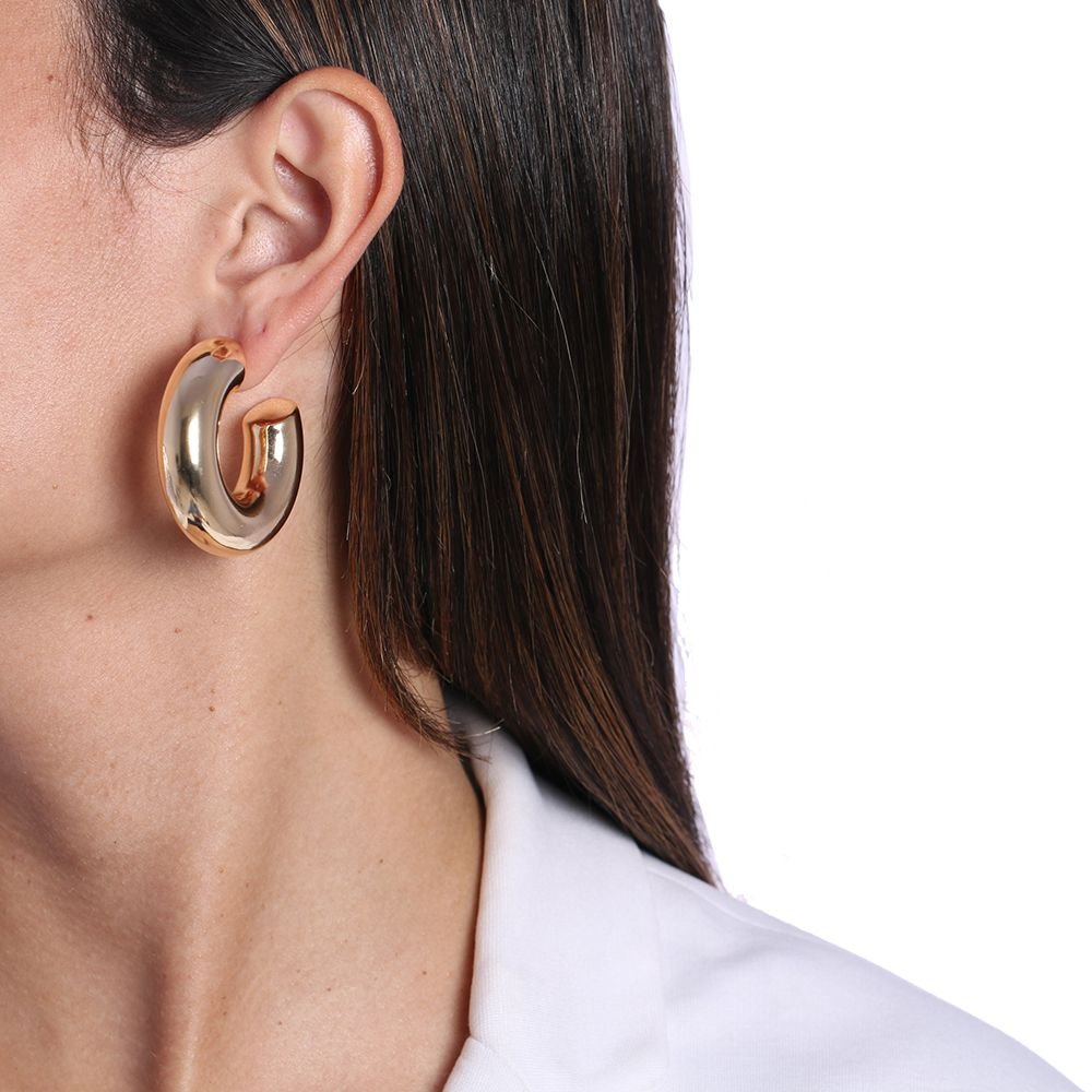 Ag-851-Do (43mm) Brinco Meia Argola Tubular