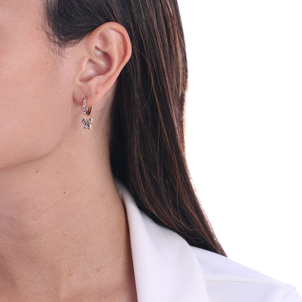 Ag-857-Do (14mm) Argolinha De Borboleta Cravejada