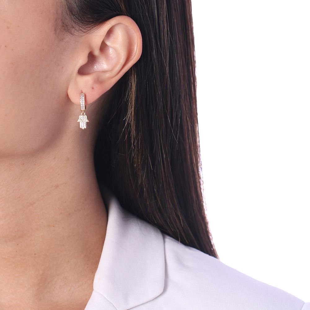 Ag-883-Do Brinco Argolinha Mão De Fátima.