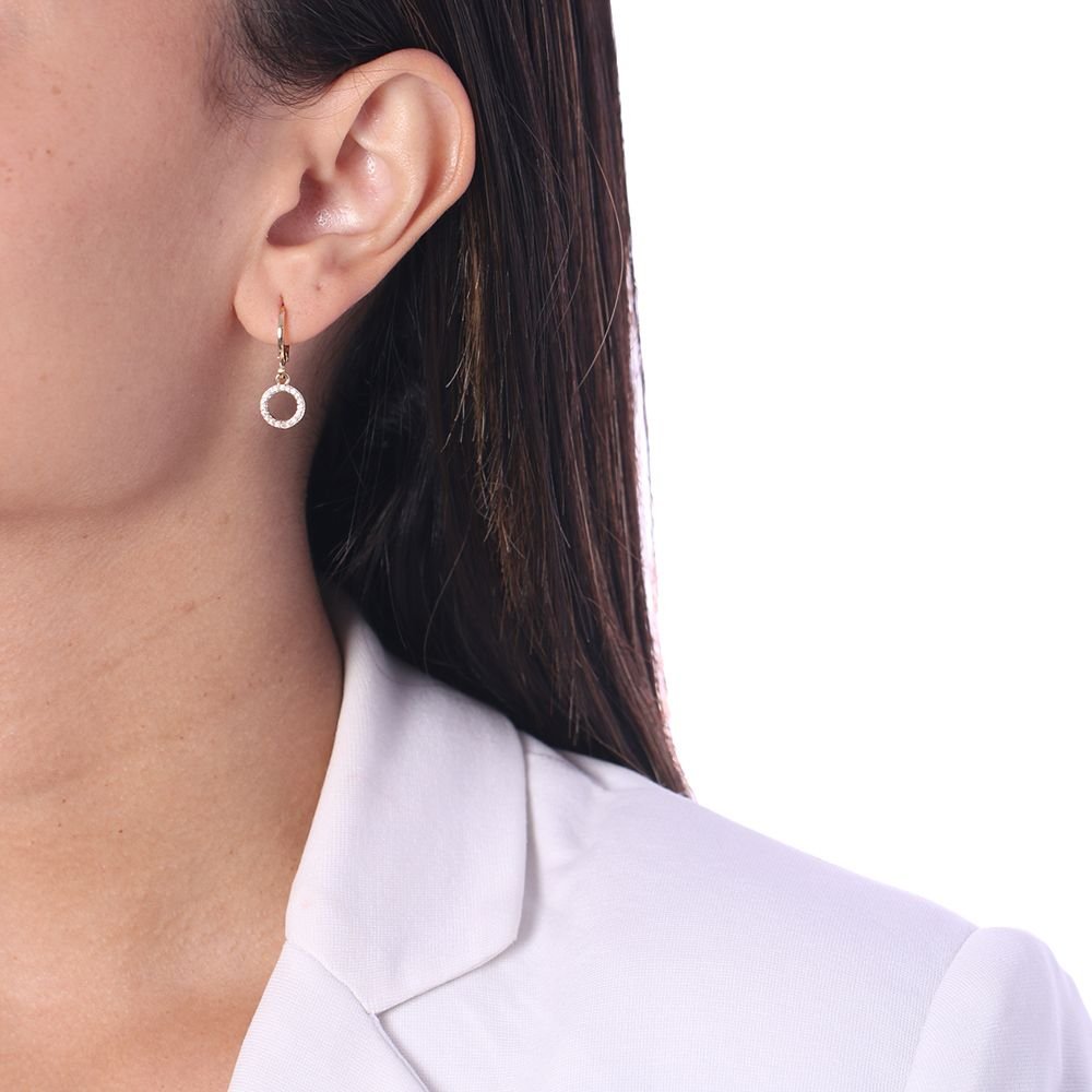 Ag-890-Do Brinco De Argolinha Articulada Cravejada.