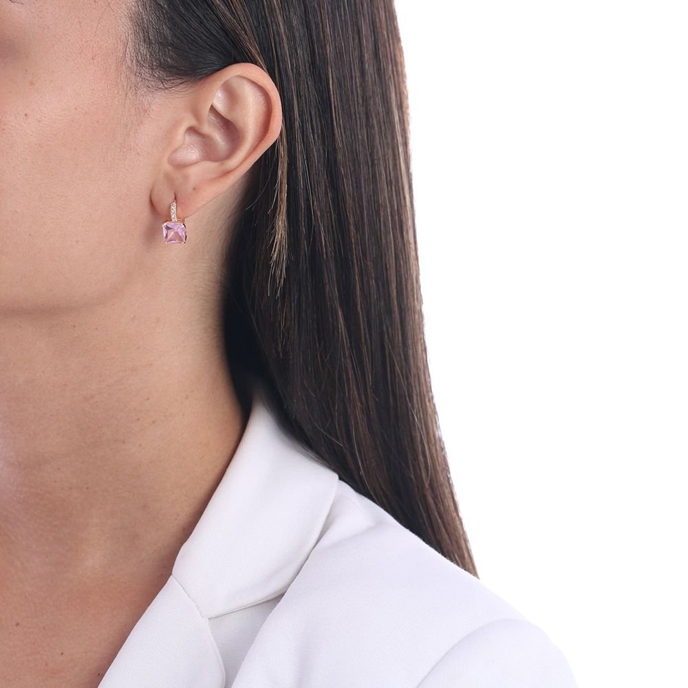 Ag-901-Do Brinco Pedra Quadrada.