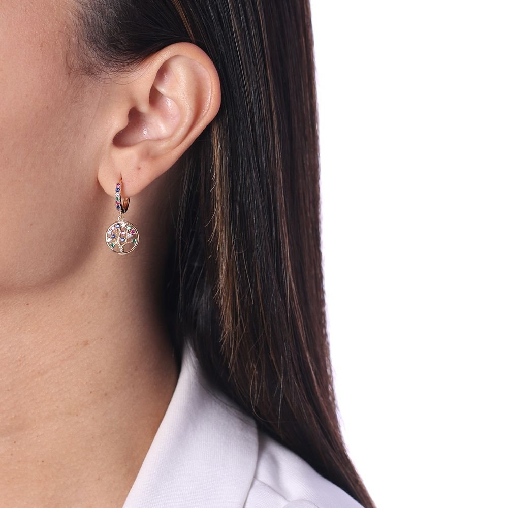 Ag-909-Do Brinco De Argolinha Árvore Da Vida (15mm)