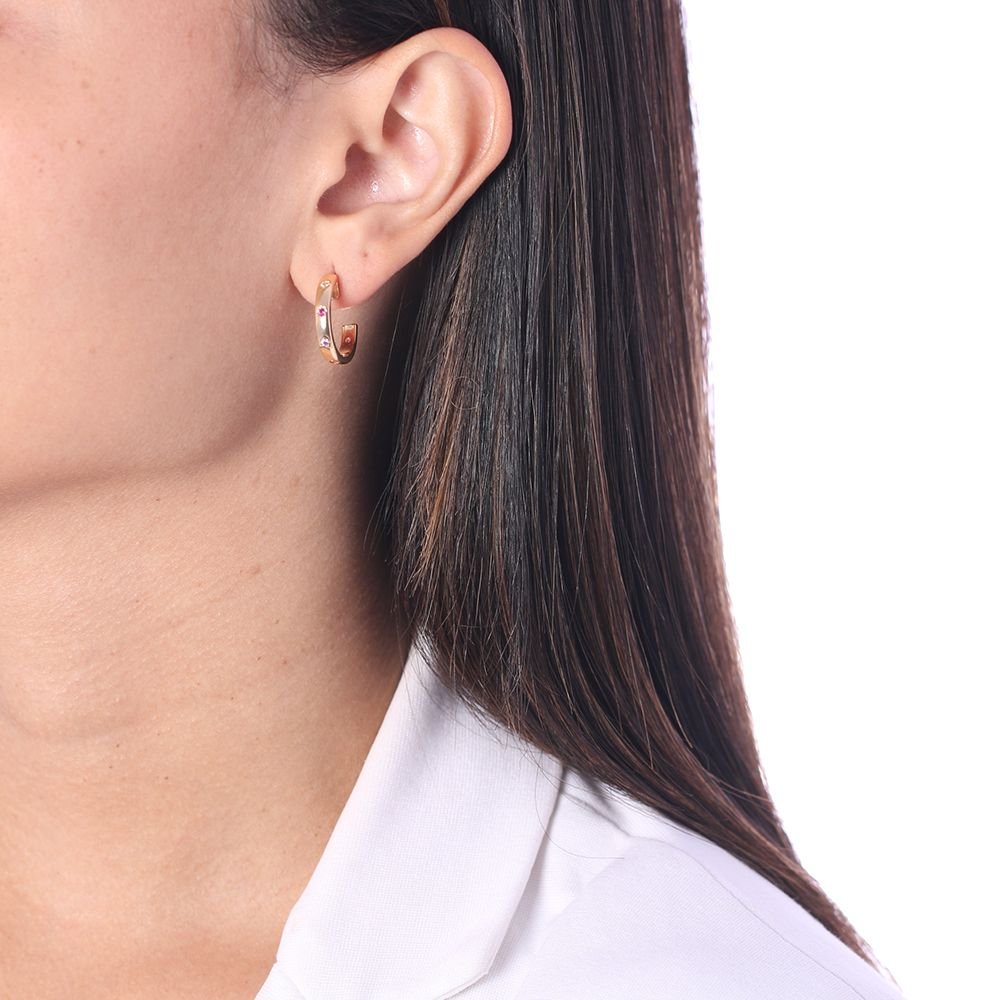 Ag-911-Do Brinco De Argola Cravejada Colorida (19mm)