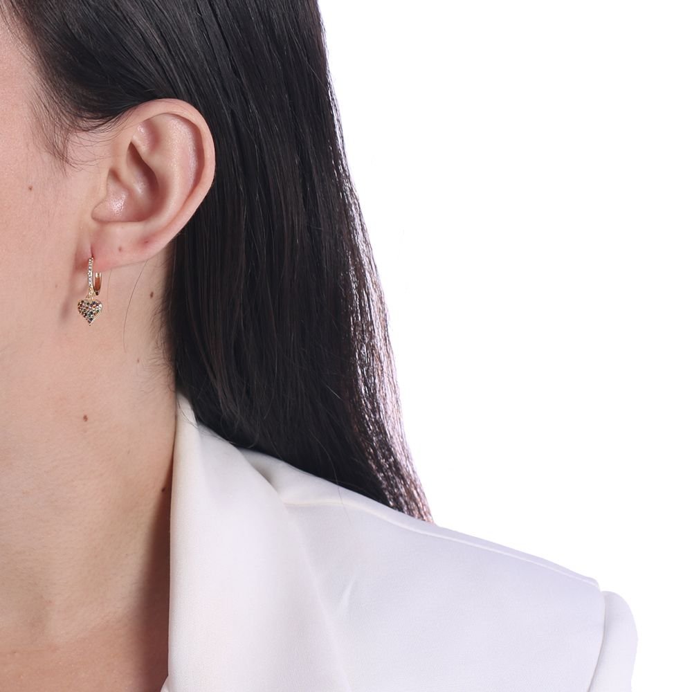 Ag-914-Do Brinco Argolinha De Coração Cravejado Colorido