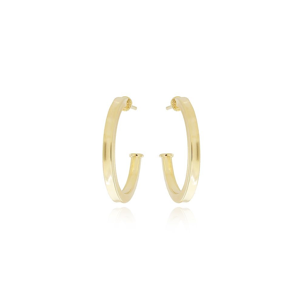 Ag-976-Do Brinco Meia Argola Quadrada Lisa (24mm)