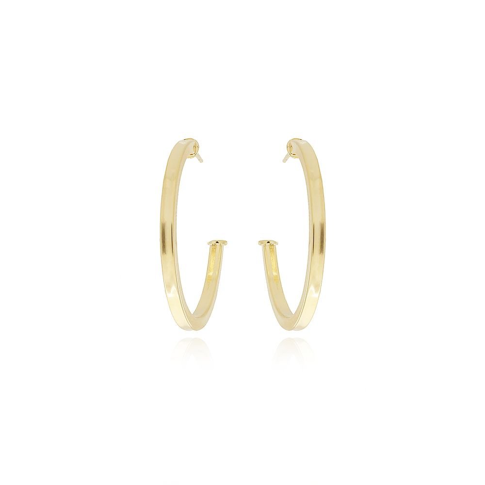 Ag-977-Do Brinco Meia Argola Quadrada Lisa (32mm)