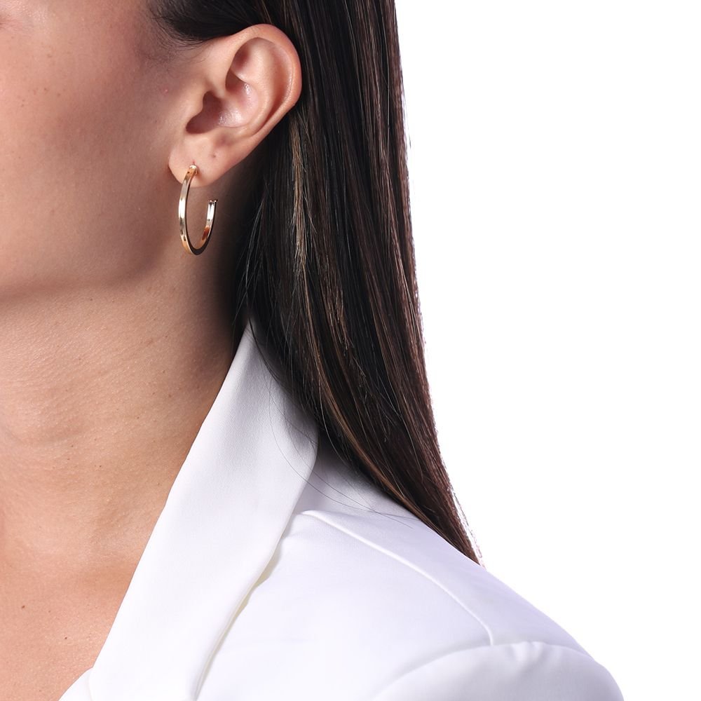 Ag-977-Do Brinco Meia Argola Quadrada Lisa (32mm)