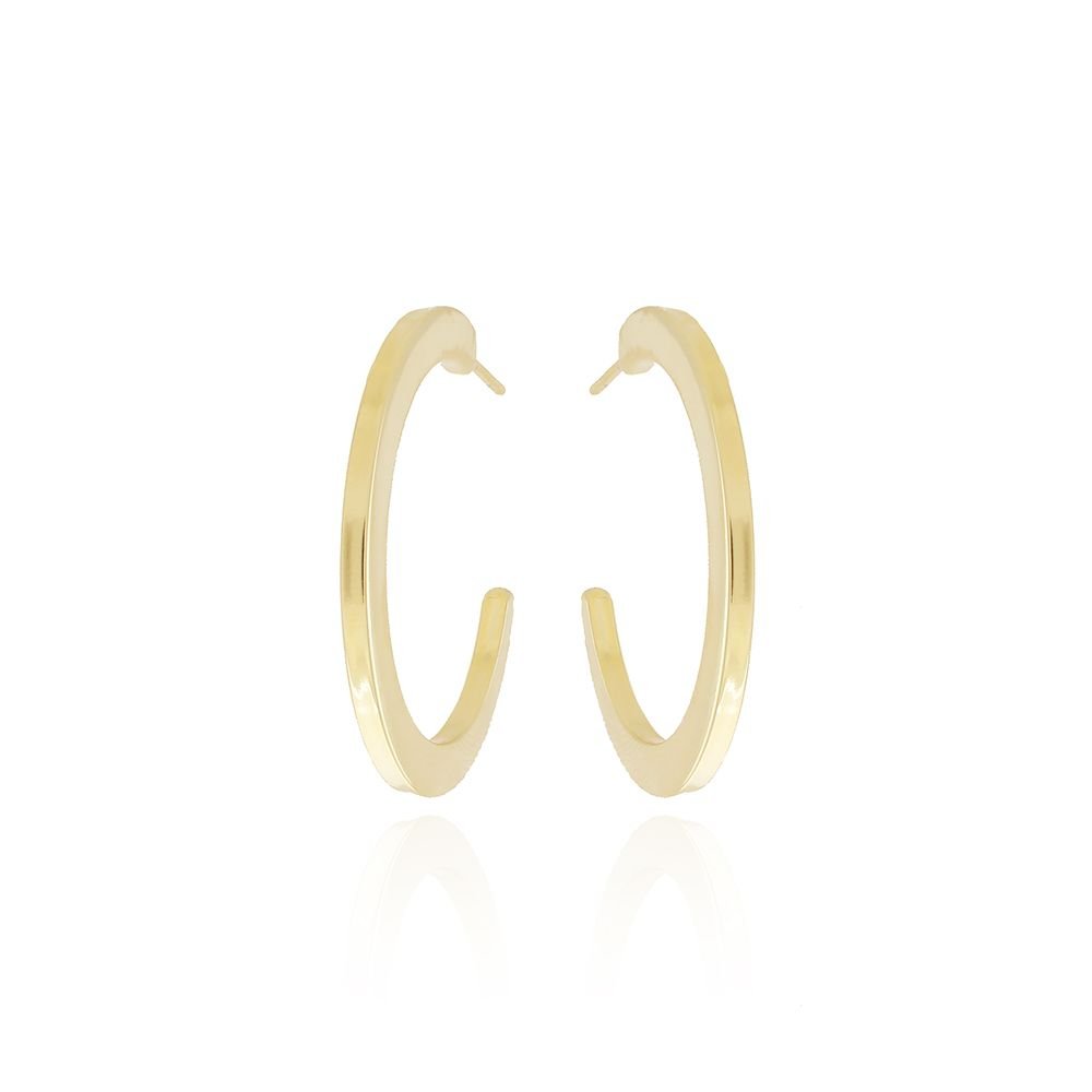 Ag-990-Do Brinco Meia Argola Quadrada Lisa (34mm)