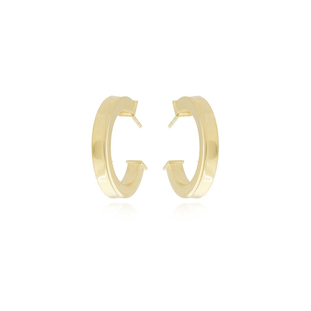 Ag-997-Do Brinco Meia Argola Quadrada Lisa (28mm)