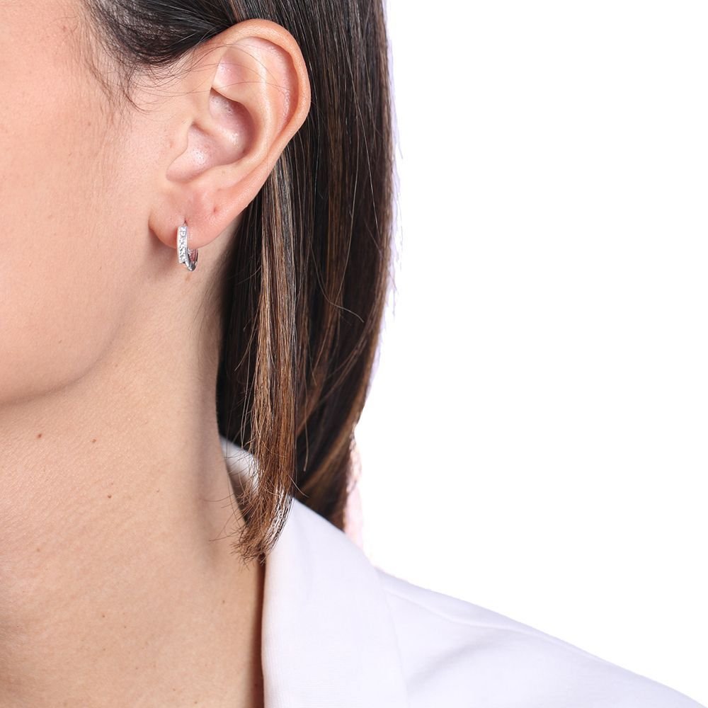 Ag-Ag-809 (13mm) Brinco De Argola Pequena Cravejada