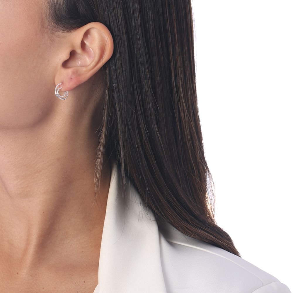 Ag-Ag-831 Brinco Meia Argolinha Dupla