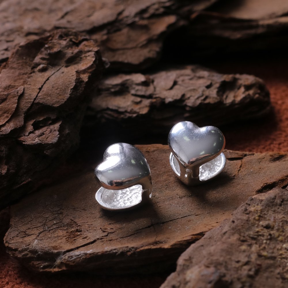 Ag-Ag-834 Brinco Argolinha De Coração Liso