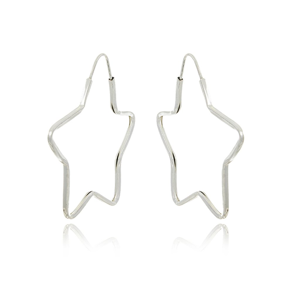 Ag-Bra-247 (40mm) Brinco De Argola De Estrela
