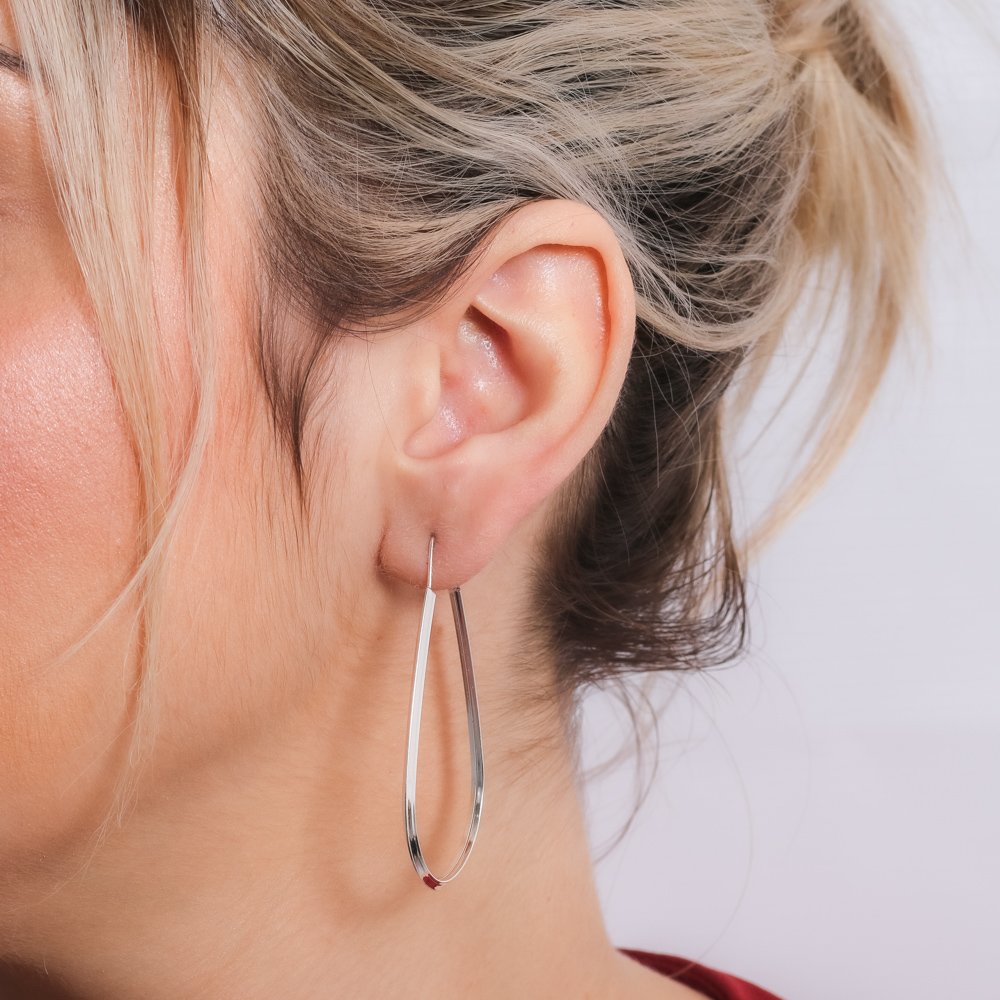 Ag-Bra-264 Brinco Argola Gota Em Prata 925 (57mm) 