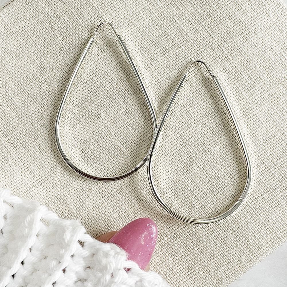 Ag-Bra-266 Brinco De Argola Gota Prata 925 (46mm)