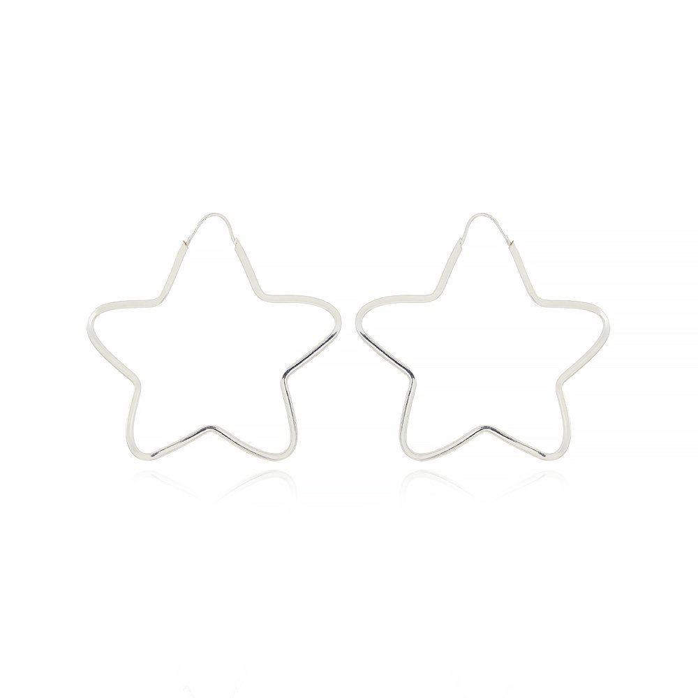 Ag-Bra-269 Brinco De Argola De Estrela Prata 925 (38mm)
