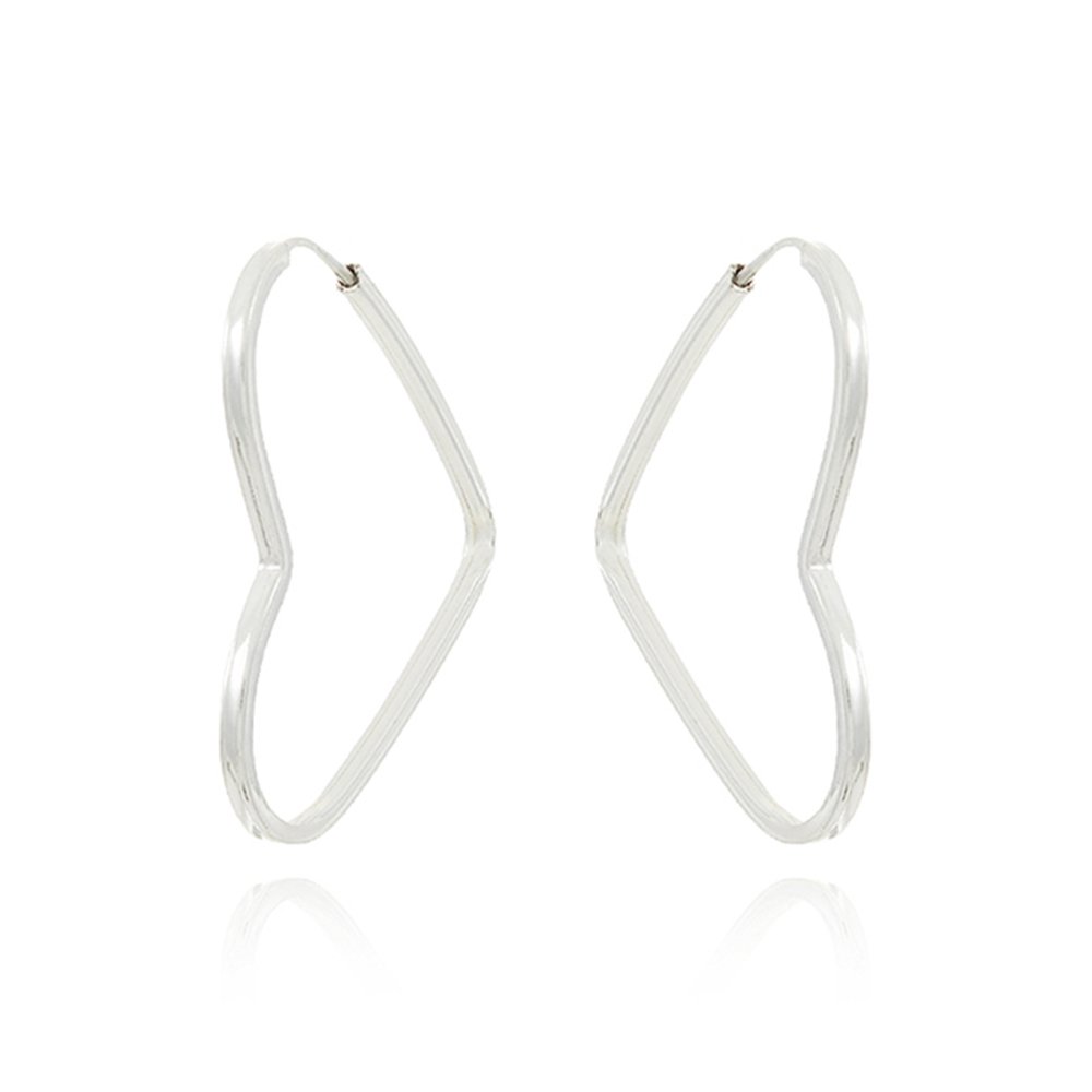 Ag-Bra-282 Brinco De Argola Coração Prata 925 (29mm) 