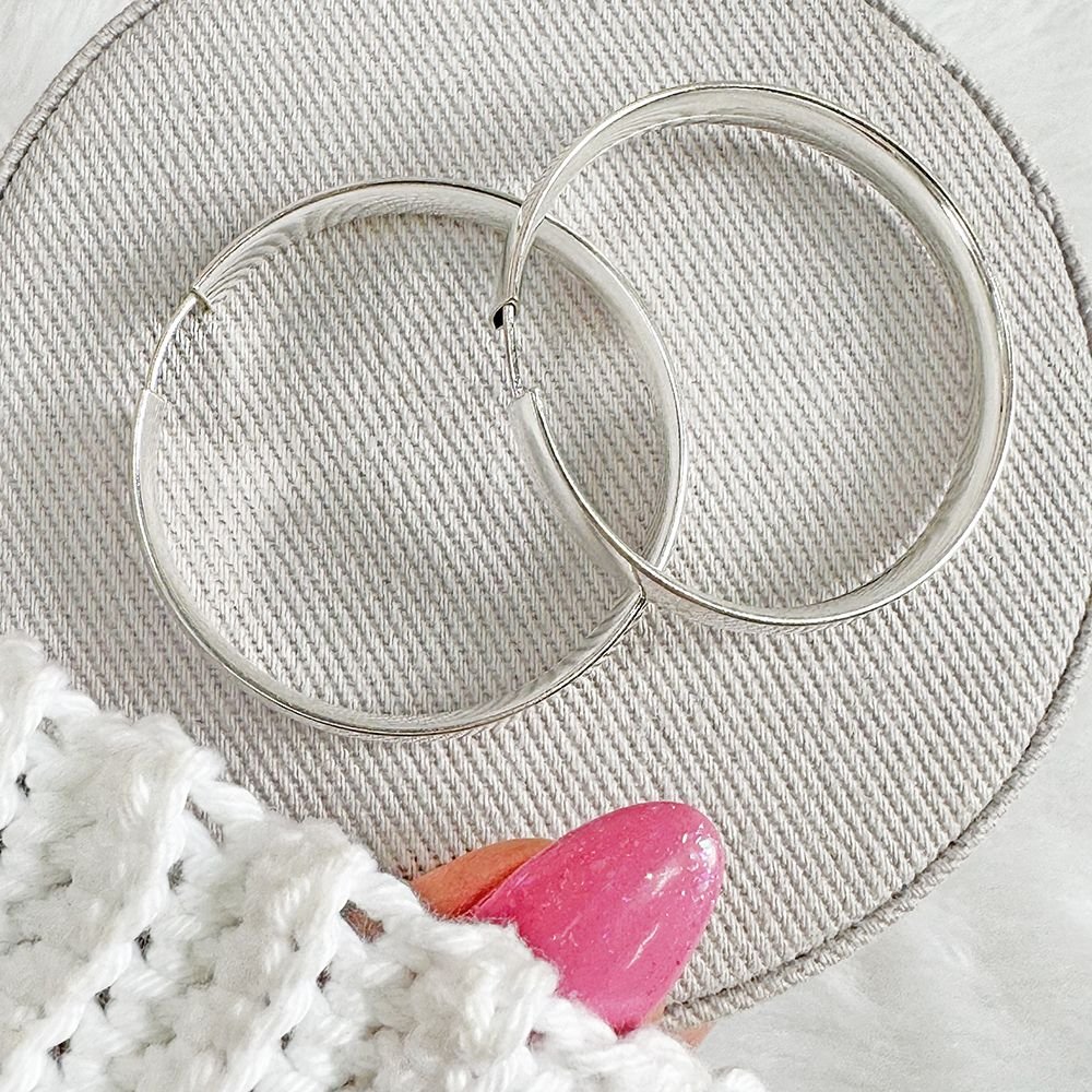 Ag-Bra-305 Brinco De Argola Prata 925 (37mm)