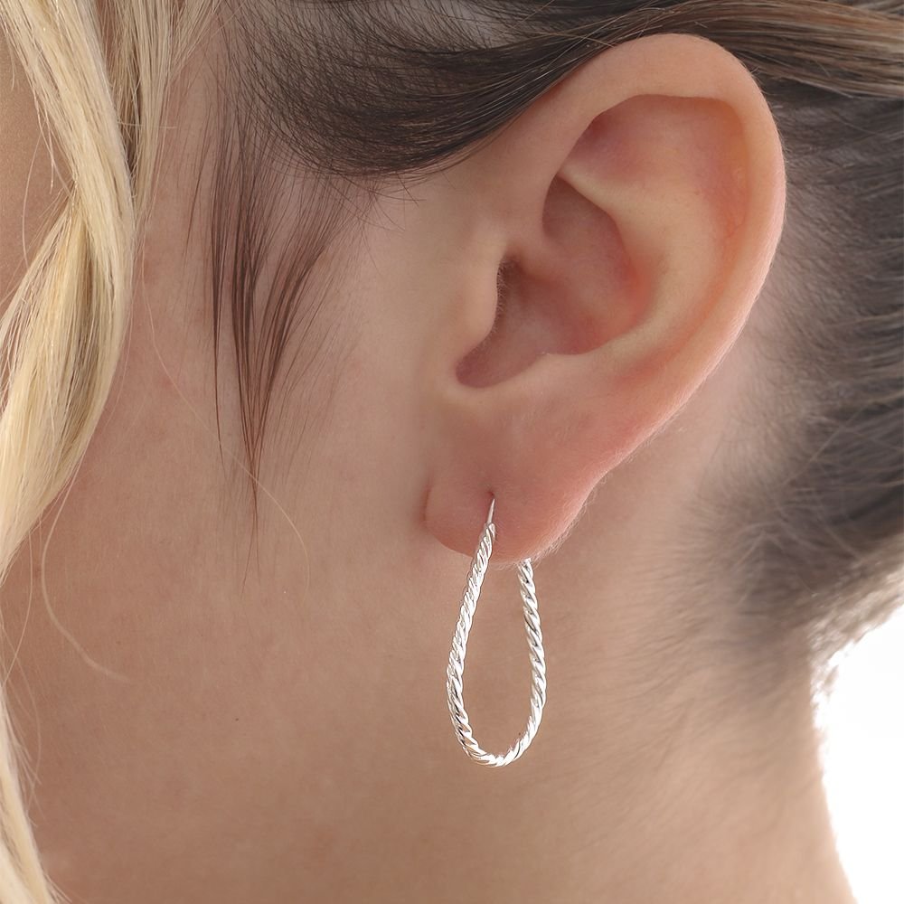 Ag-Bra-319 Brinco De Argola Torcida Oval - Prata 925 (31mm).Ag-Bra-319 Brinco De Argola Torcida Oval - Prata 925 (31mm).