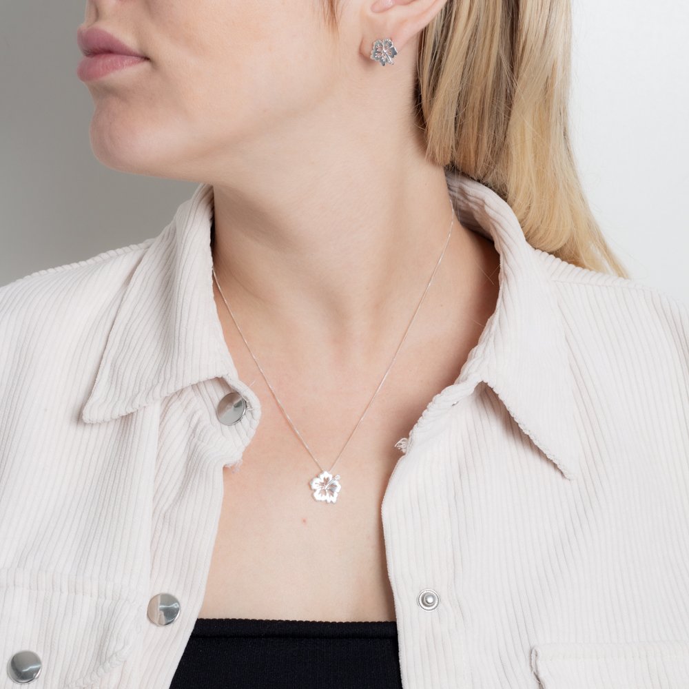 Ag-Cj-76 Conjunto De Flor - Prata 925 (45cm).