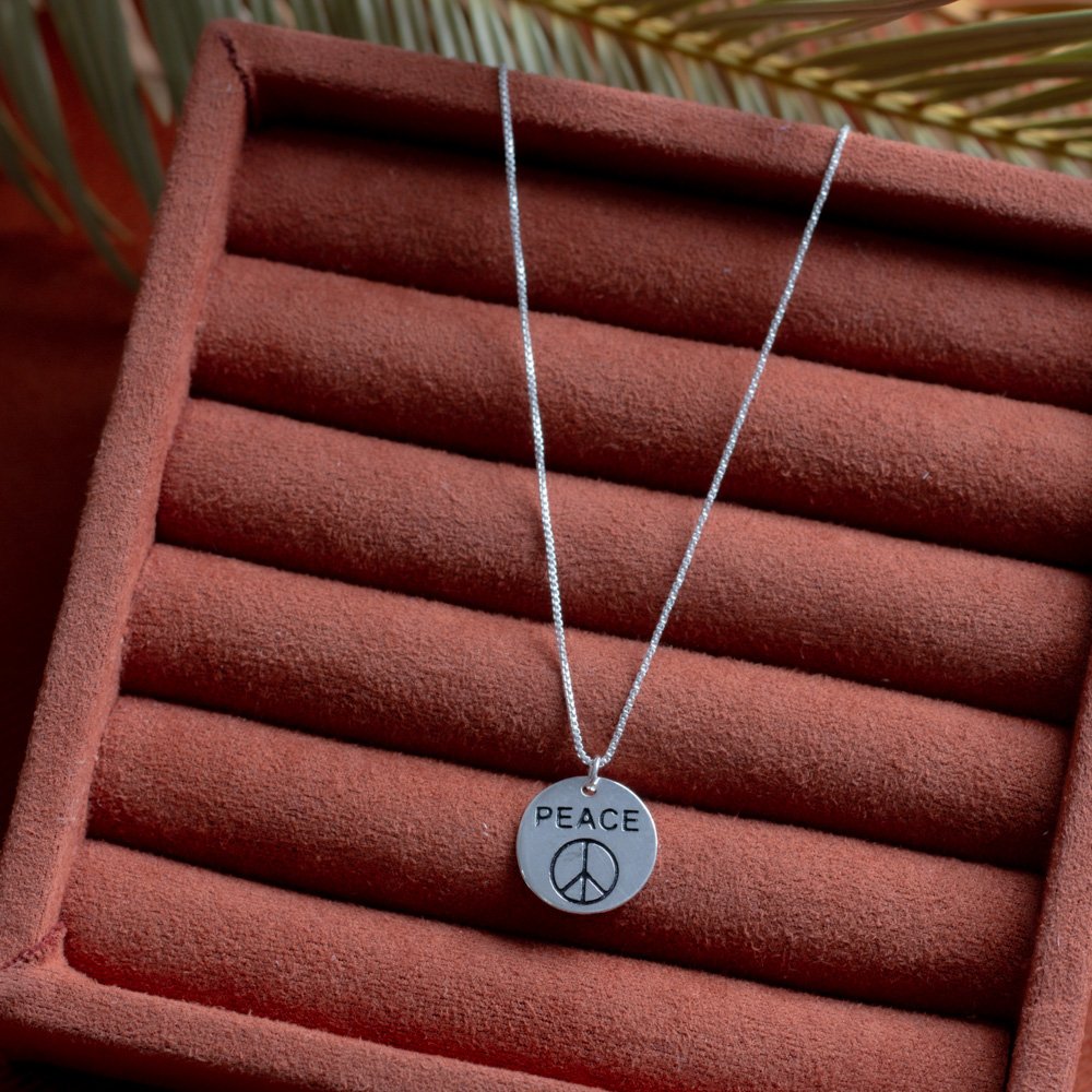 Ag-Cl-510 Colar Medalha 'Peace' - Prata 925 (45cm).