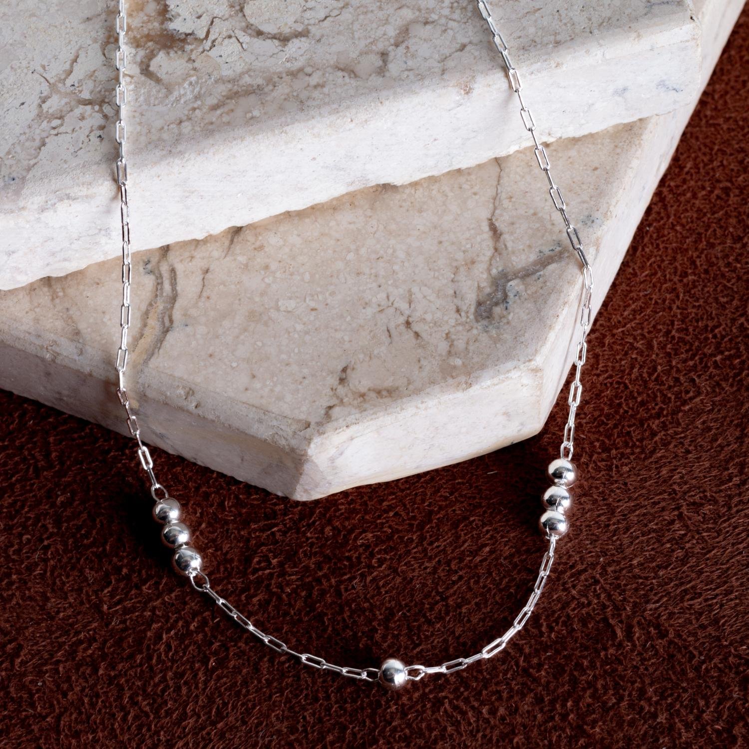 Ag-Cl-985 Choker De Bolinhas - Prata 925 (34cm+5cm).