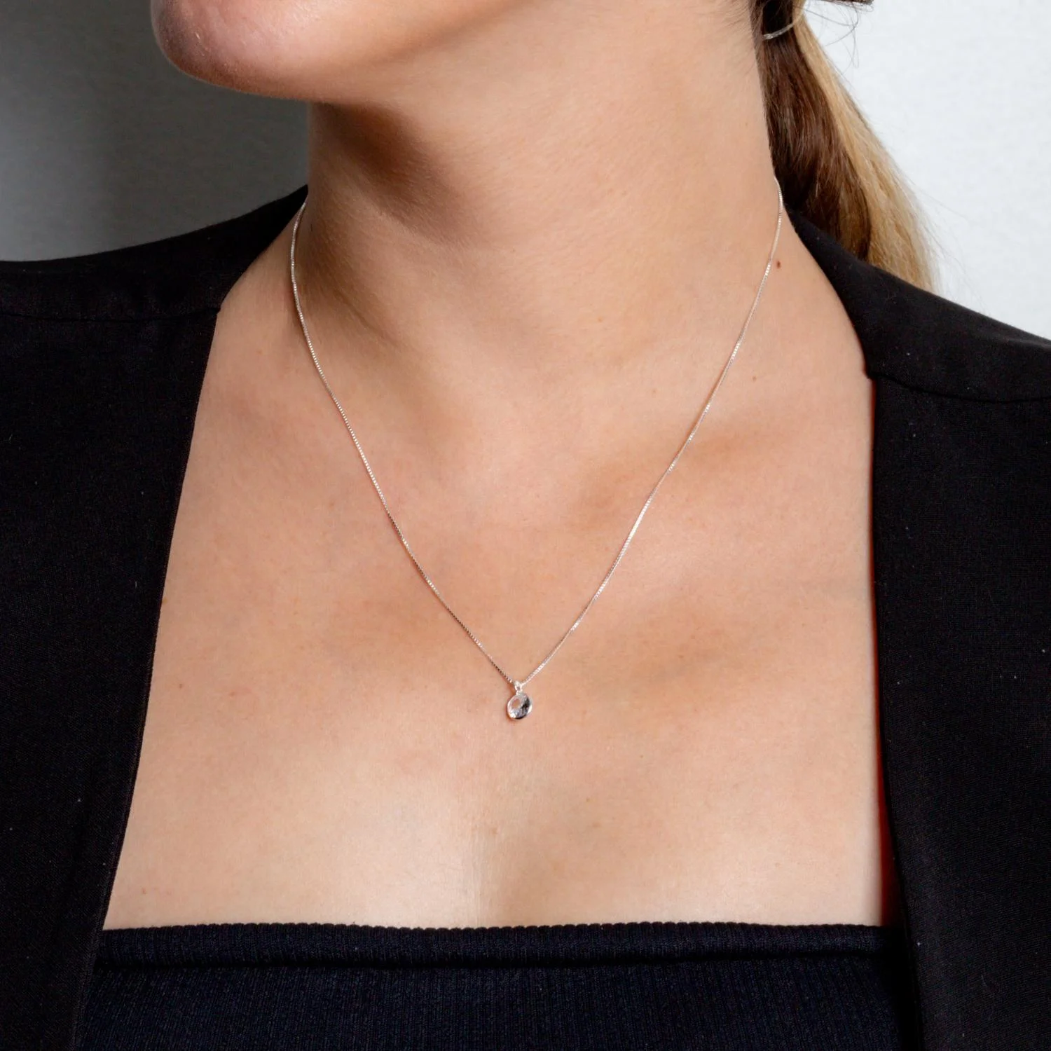 Ag-Cla-65 Colar Ponto De Luz - Prata 925 (45cm).