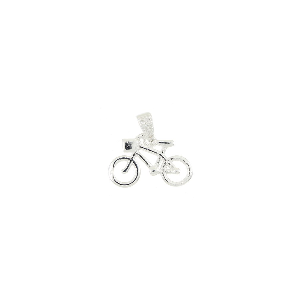 Ag-Pg-189 Pingente De Bicleta Cravejado Prata 925.