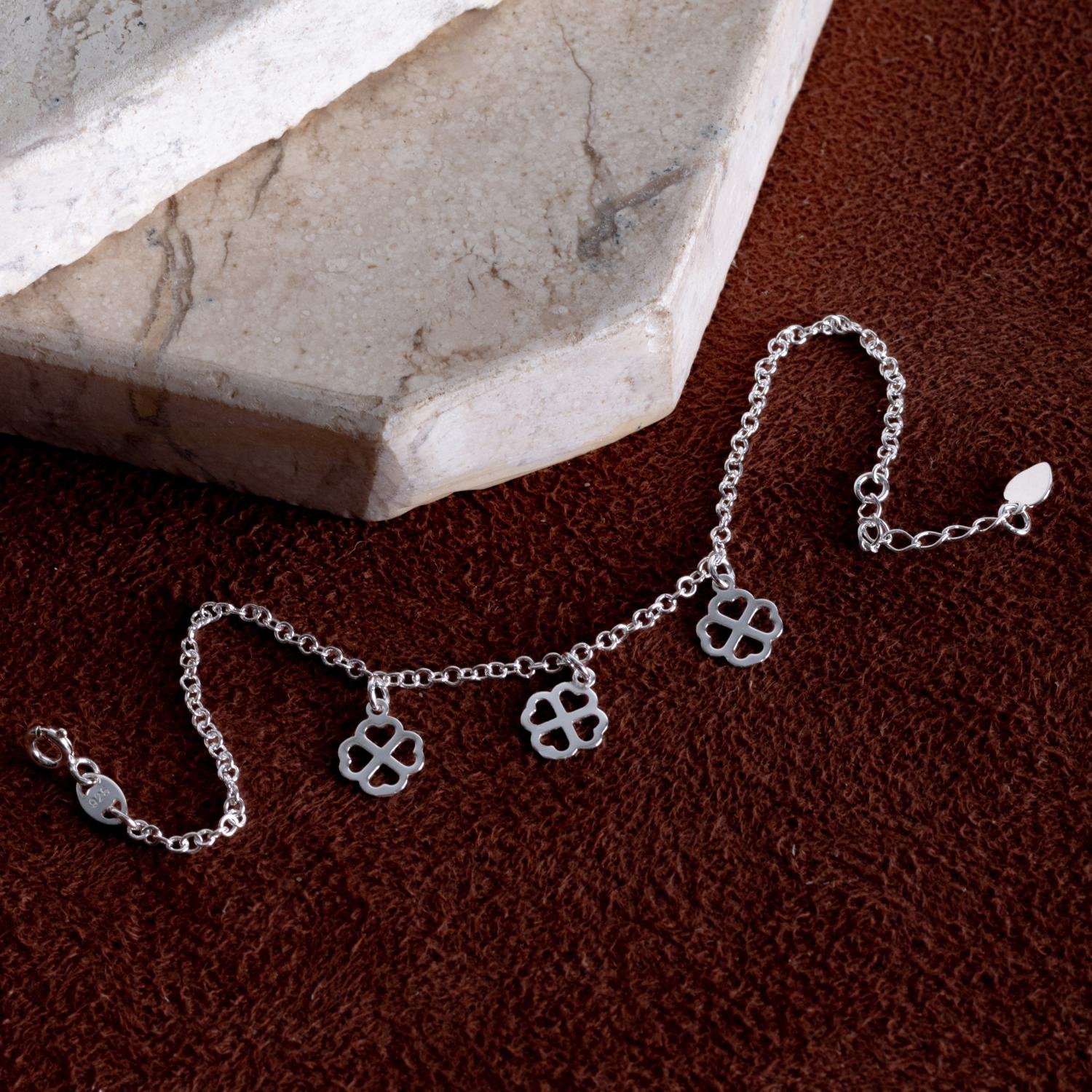 Ag-Ps-539 Pulseira Com Trevos - Prata 925.
