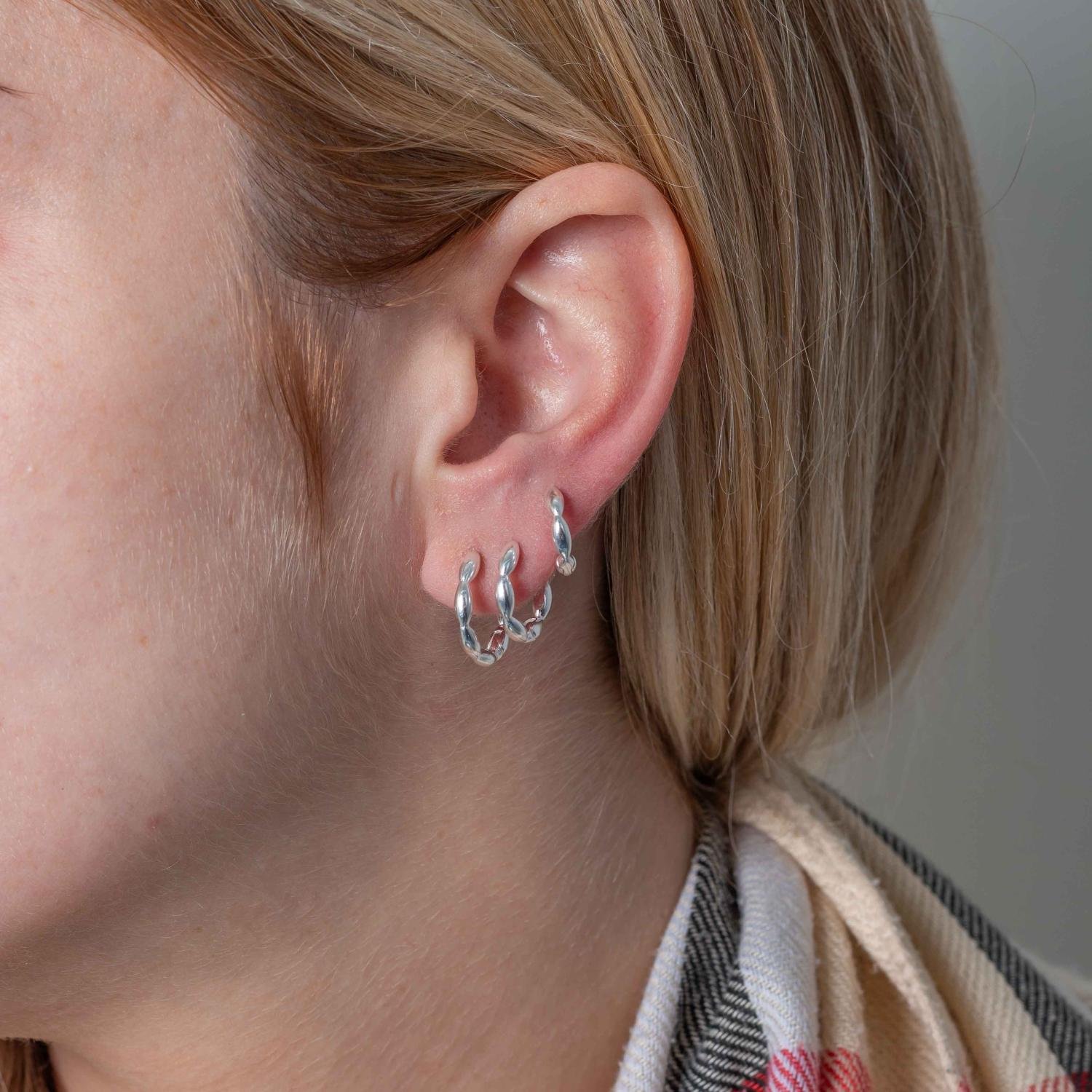 Ag-Trio-229 Trio De Brincos De Argolas Articuladas Detalhadas - Prata 925.