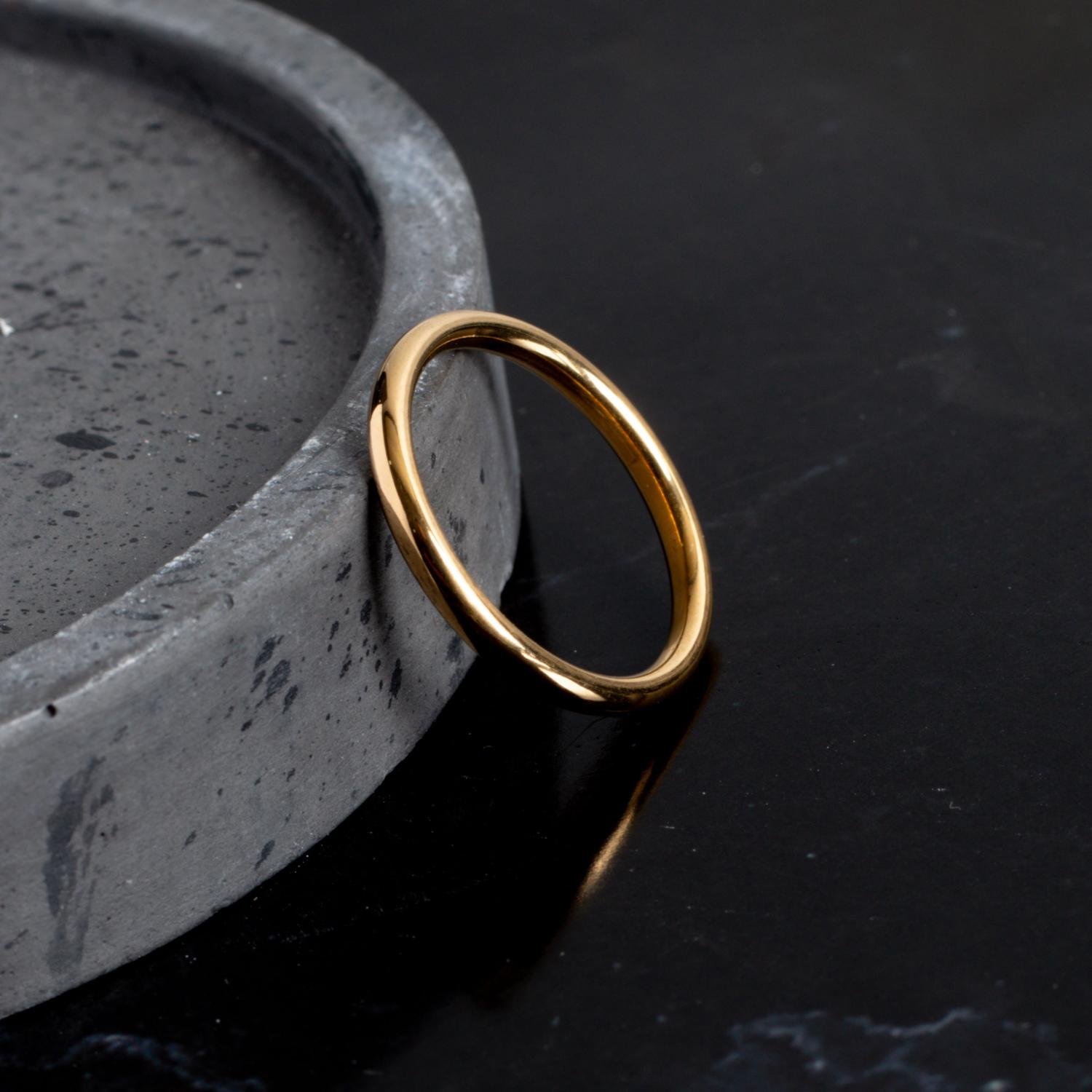 An-2003-Aço Inox Anel Masculino Liso (Aço Inox Dourado).