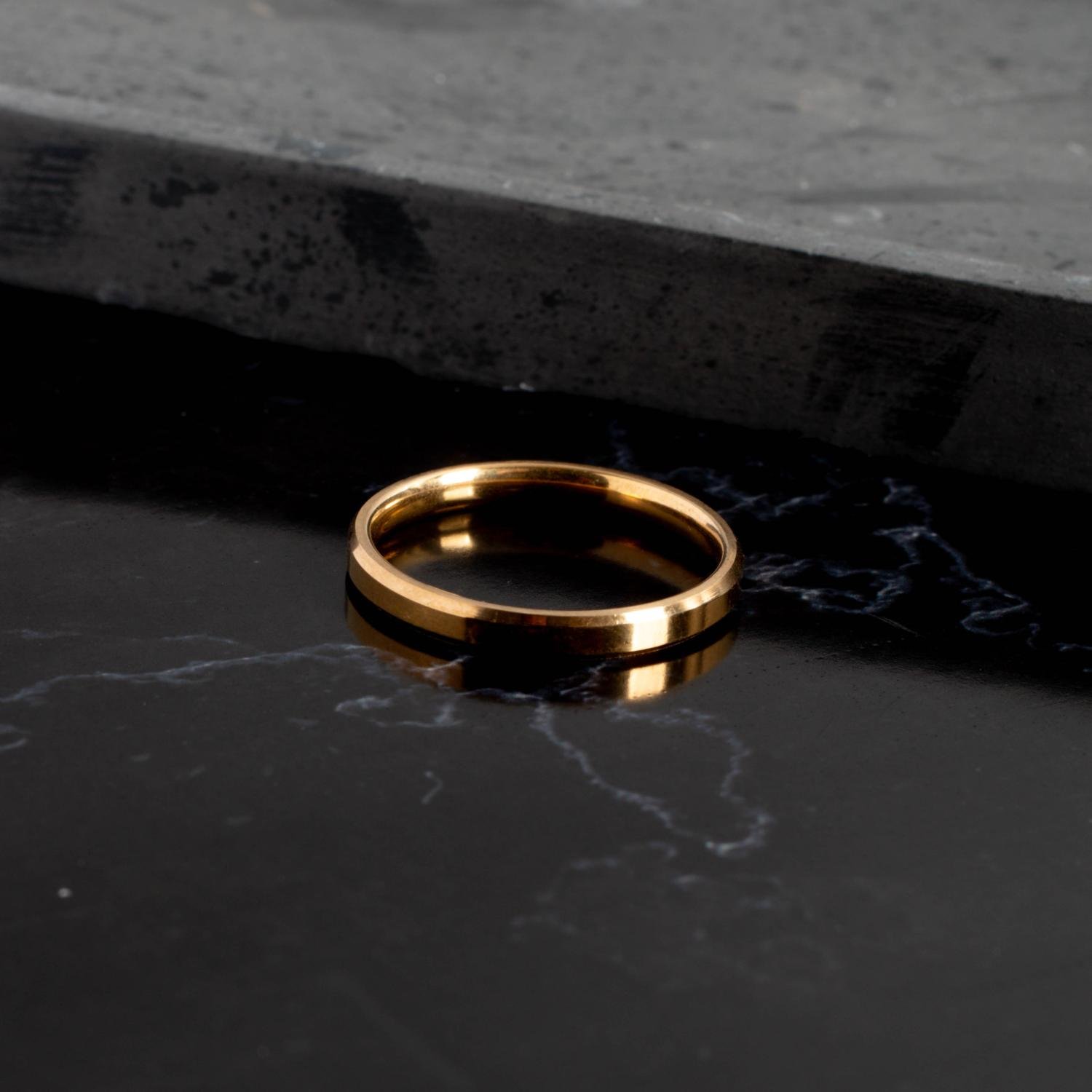 An-2007-Aço Inox Dourado Anel Masculino Liso (Aço Inox Dourado).