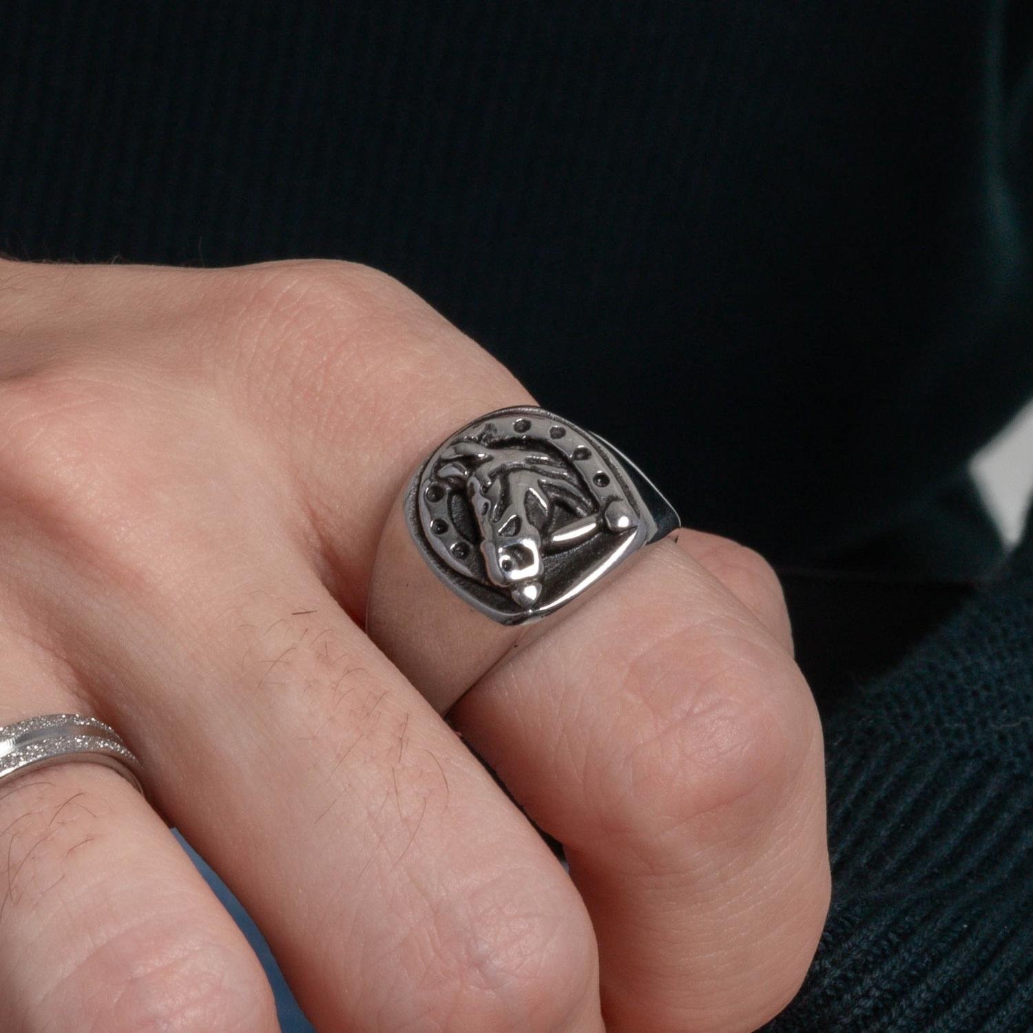 An-2013-Aço Inox Anel Masculino De Cavalo (Aço Inox).