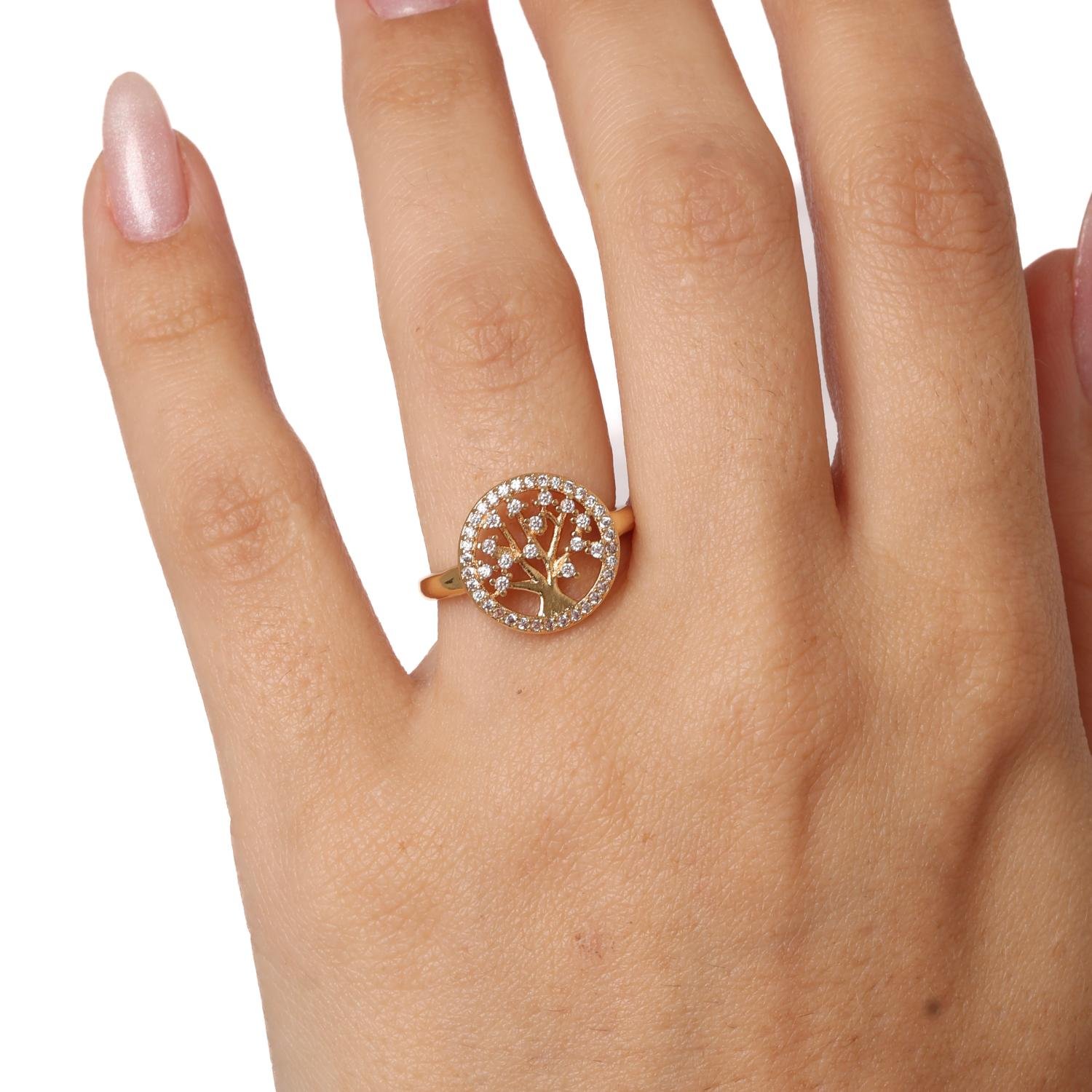 An-6171-Fo Anel Árvore da Vida com Zircônias Cristais. 