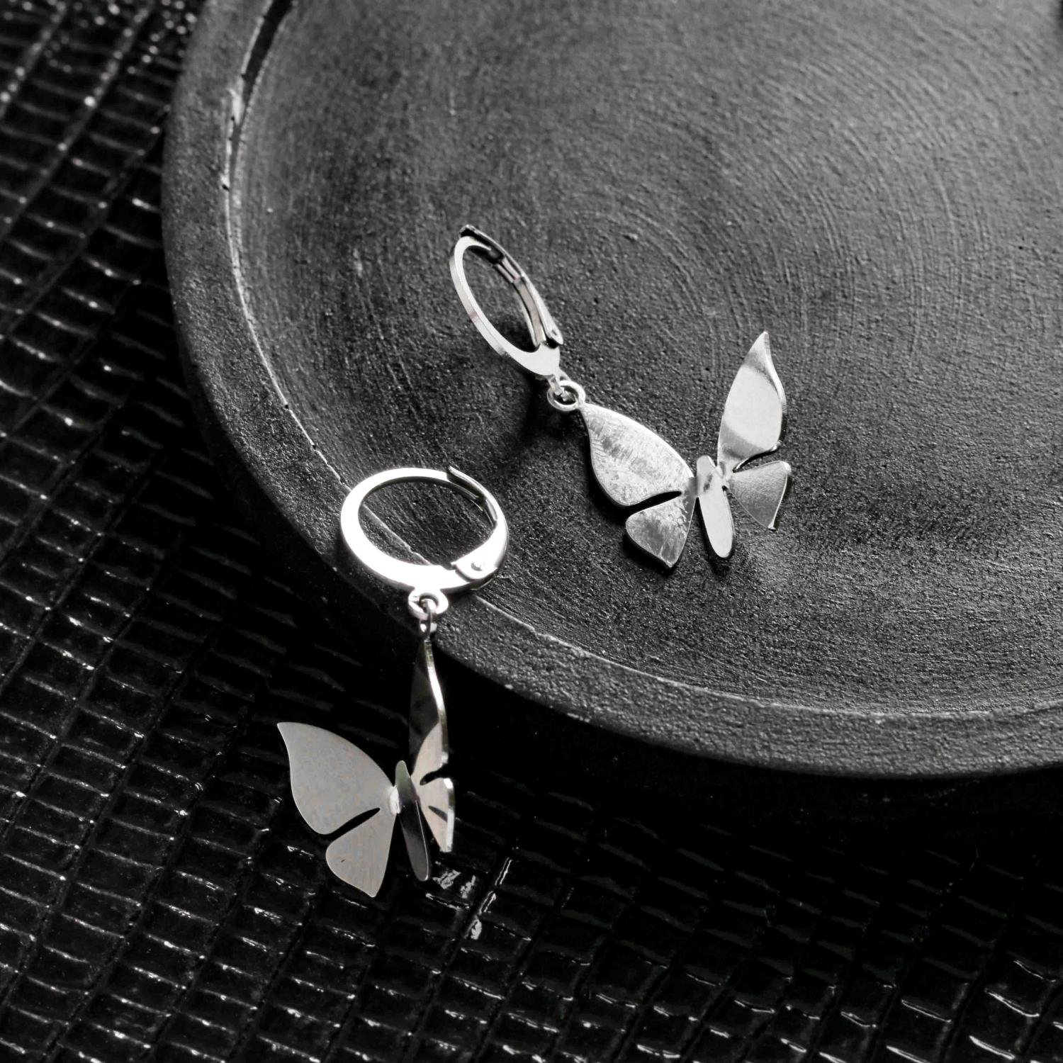 Bla-107-Inox Brinco Argola Articulada De Borboleta (Aço Inox).